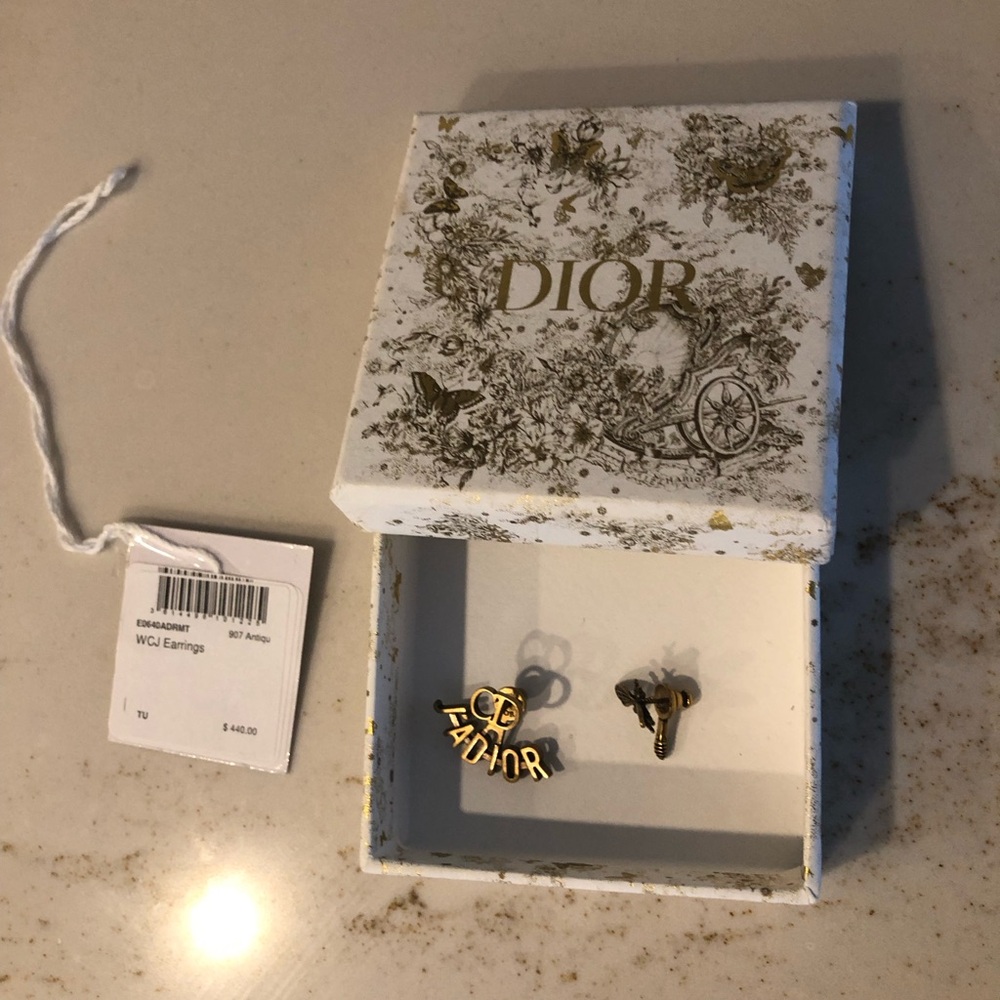 Dior J’ADior aged metal earrings
